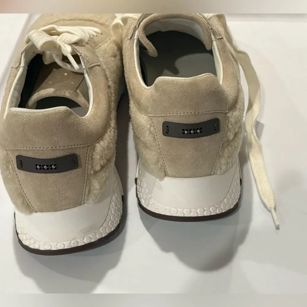 🧸PESERICO Leather and Shearling Sneakers